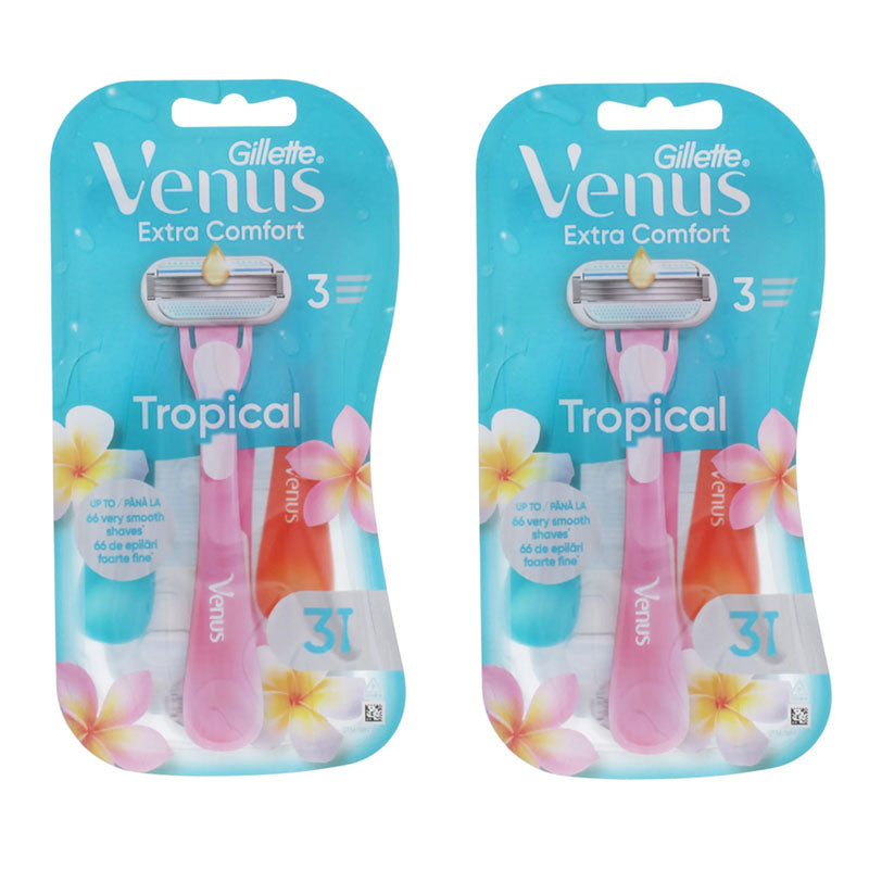 Gillette Venus Tropical Disposable Razors 3 Pack Women's Razors (Box of 2)