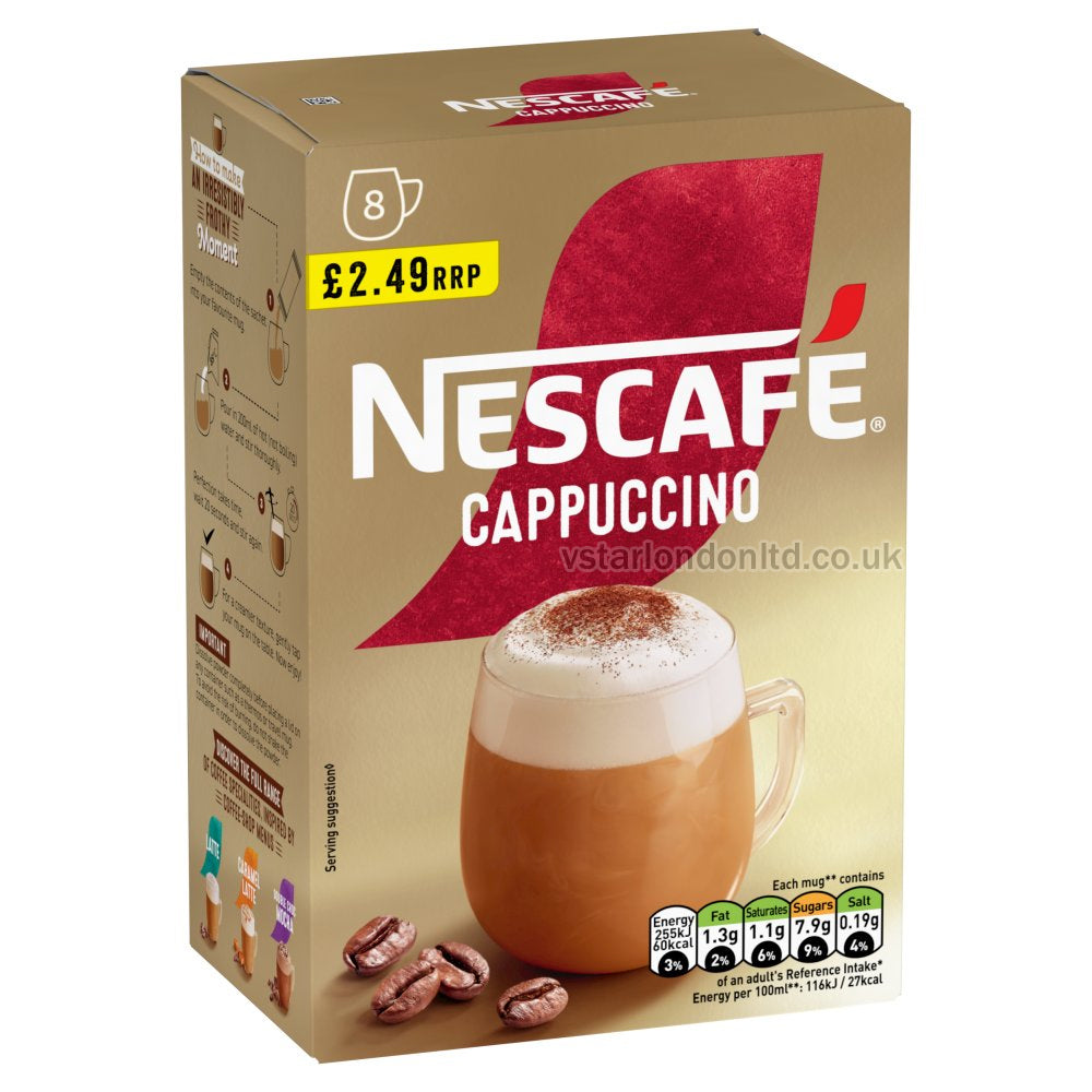 Nescafe Cappuccino Instant Coffee 8 x 15.5g Sachets(6 Boxes) PMP