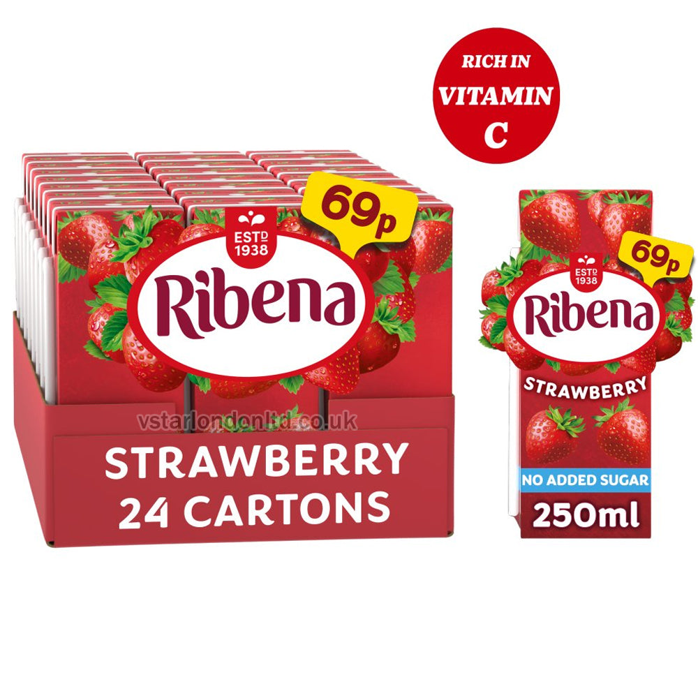 Ribena Strawberry No Added Sugar Juice Drink (250ml×24) PMP
