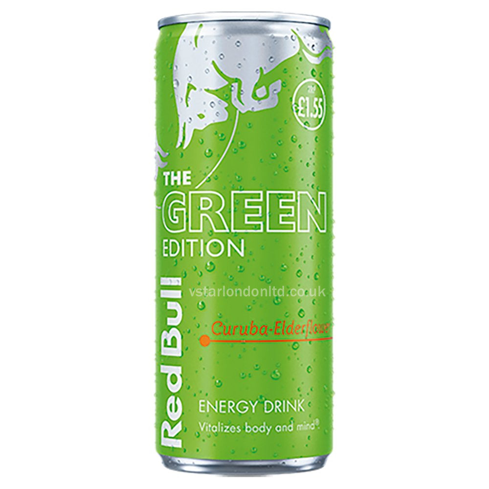 Red Bull The Green Edition Curuba-Elderflower Energy Drink 250ml (Pack of 12) - Boost Your Energy