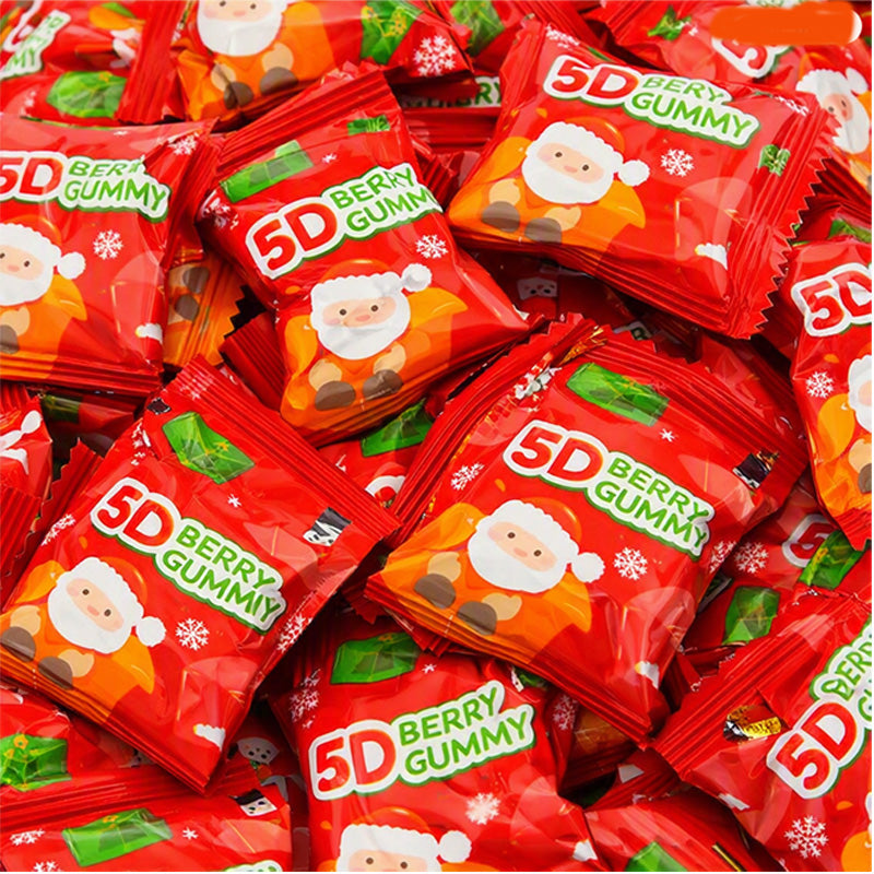 Kingsway 5D Christmas Peelable Gummies 1kg Fruit Flavour Individually Wrapped