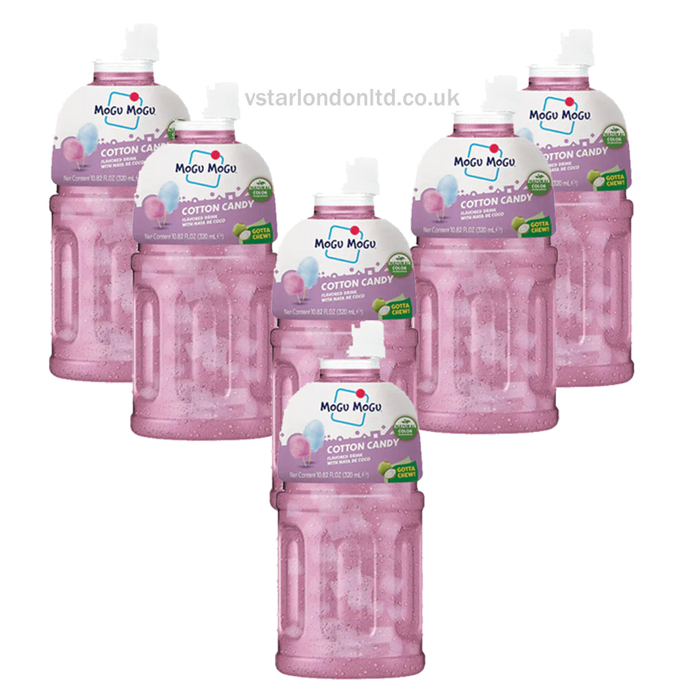 Mogu Mogu Cotton Candy Flavoured Drink with Nata de Coco(6 x 320ml Bottles)