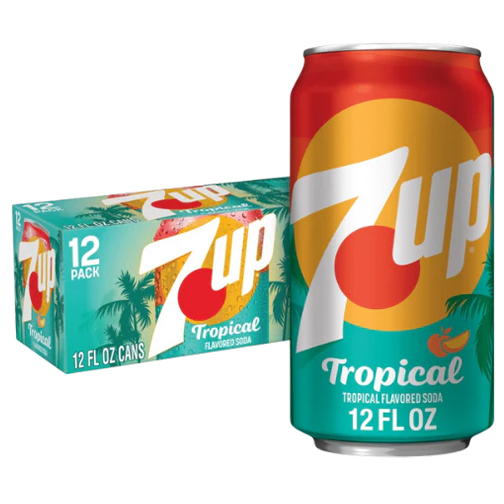 7 Up Tropical 12x355ml – Mango & Peach Flavored Soda