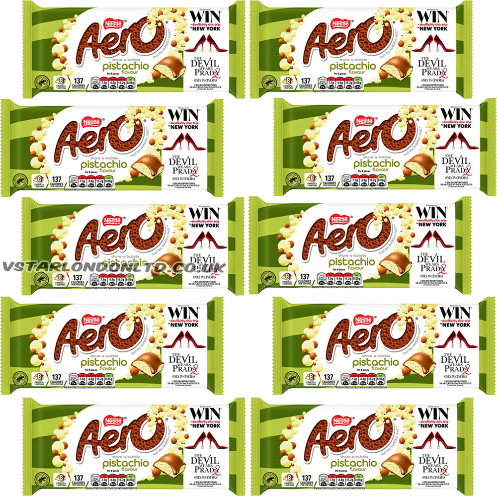 Aero Pistachio Flavour Milk Chocolate Sharing Bar 90g (5, 10 & 15 Bars)
