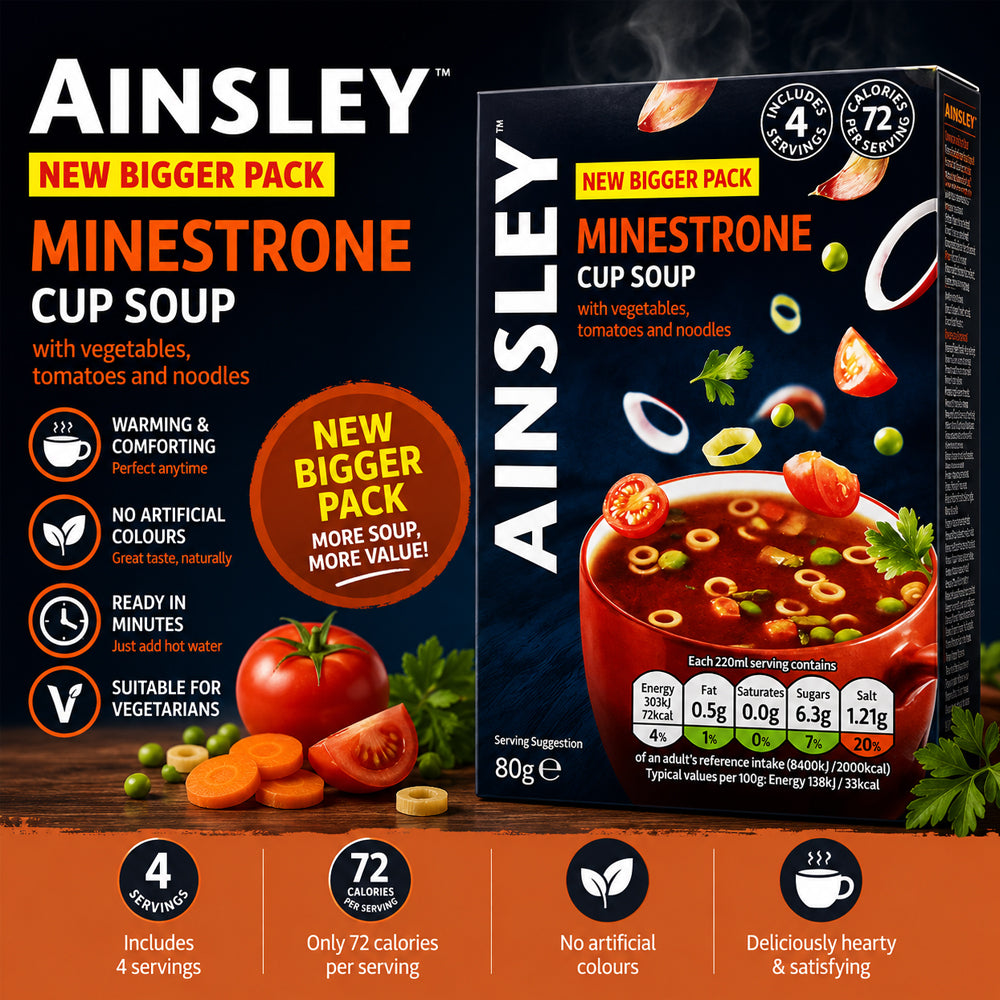 Ainsley Harriott Minestrone Cup Soup 4 Pack (Case of 8)