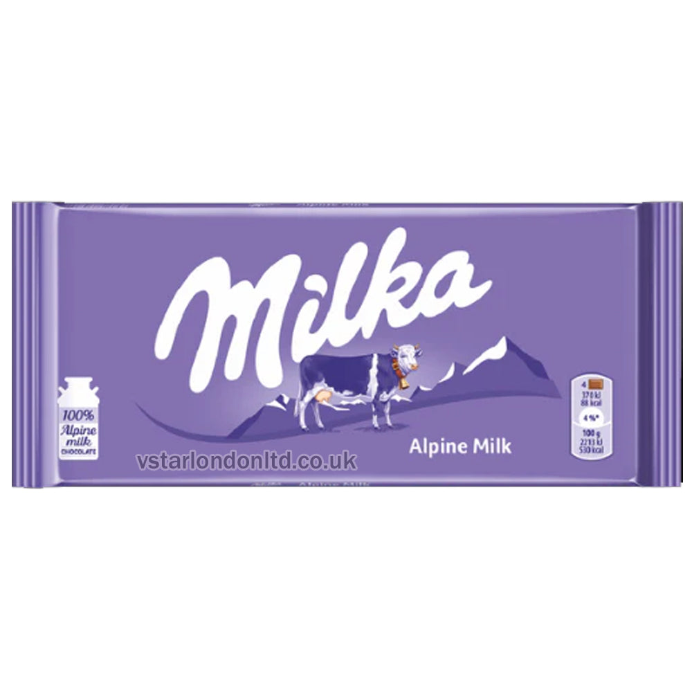 Milka Alpine Milk chocolate Bar 100g(Box of 24)