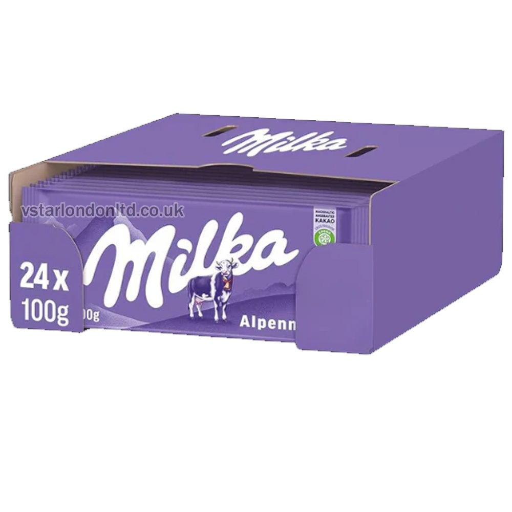 Milka Alpine Milk chocolate Bar 100g(Box of 24)
