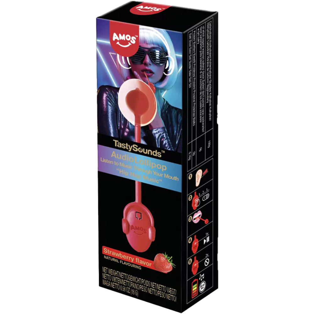 Amos TastySounds Hip Hop Audio Lollipop Strawberry 12g