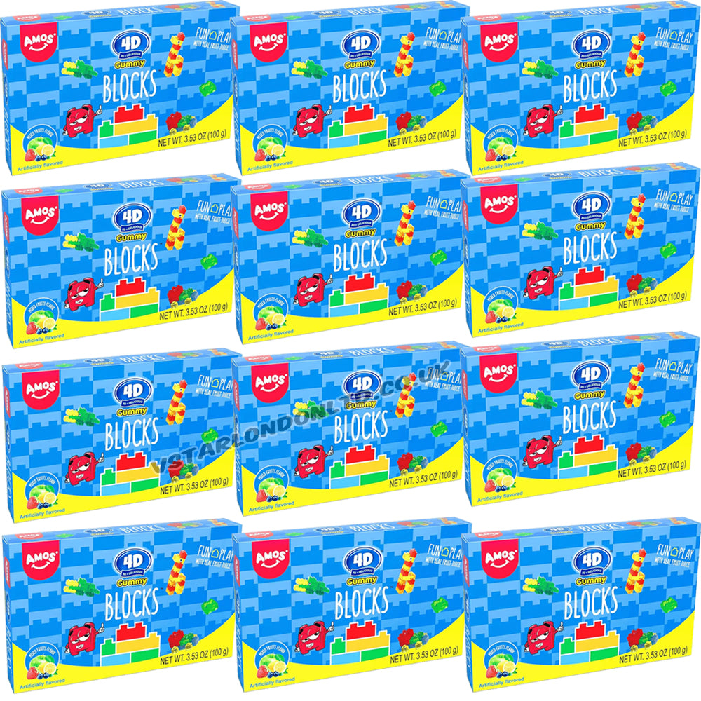 Amos 4D Gummy Blocks Theatre Box 100g (6 & 12 Count)