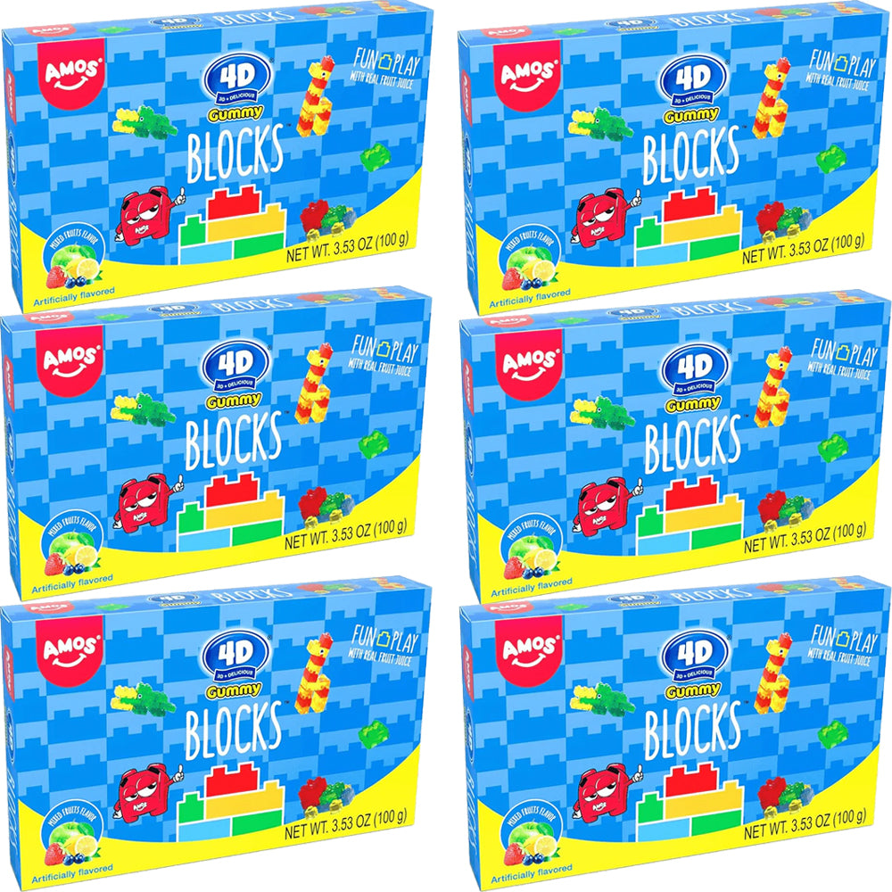 Amos 4D Gummy Blocks Theatre Box 100g (6 & 12 Count)