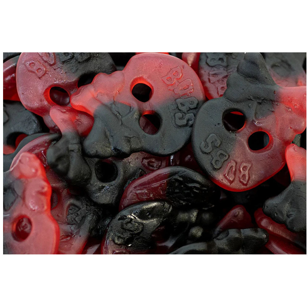 Bubs Vegan Large Liquorice & Raspberry Skulls