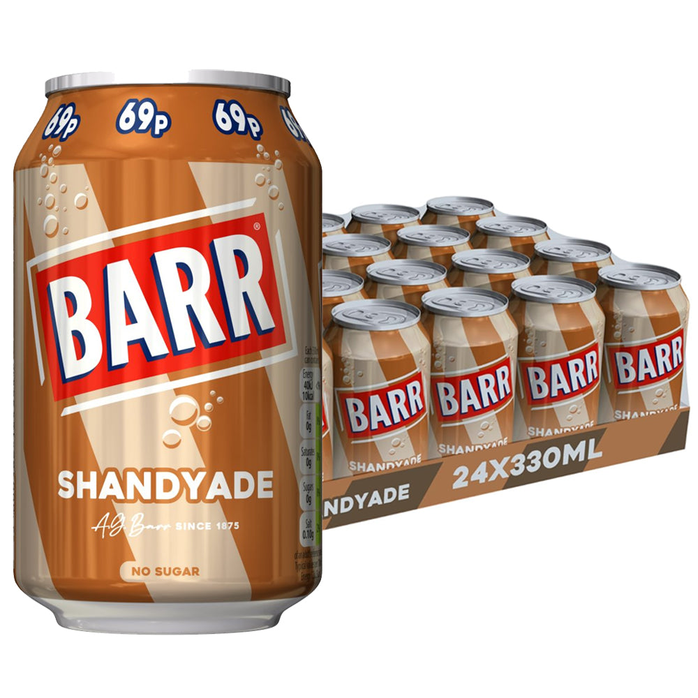 Barr Shandyade 330ml – No Sugar Shandy Drink (12 or 24 Can Pack)