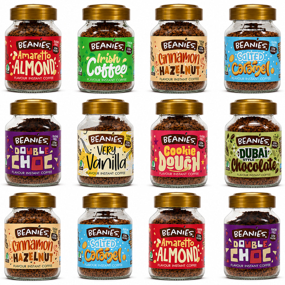 Beanies 50g Flavour Coffee Variety Pack Instant Coffee Jars (6 & 12 Random Mix Flavours)