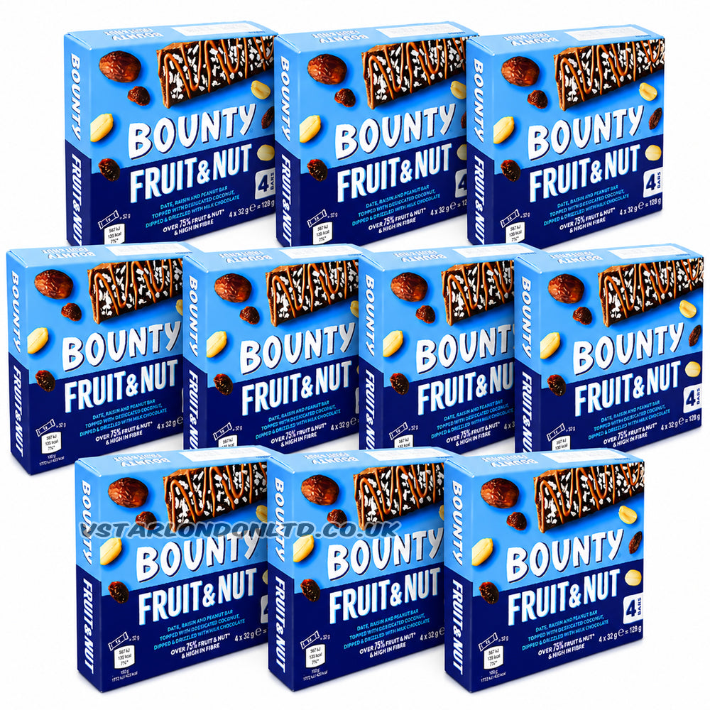 Bounty Fruit & Nut Coconut Milk Chocolate Bars 128g Multipack (5 & 10 Packs)