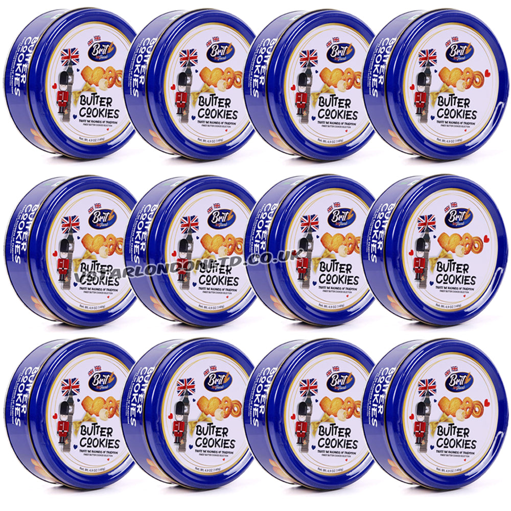 BRIT TREAT Danish Butter Cookies Gift Tin – 6, 12 & 24 x 140g Luxury Biscuits