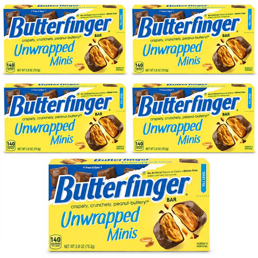 Butterfinger Unwrapped Minis Theatre Box 79.3g (5 Boxes)