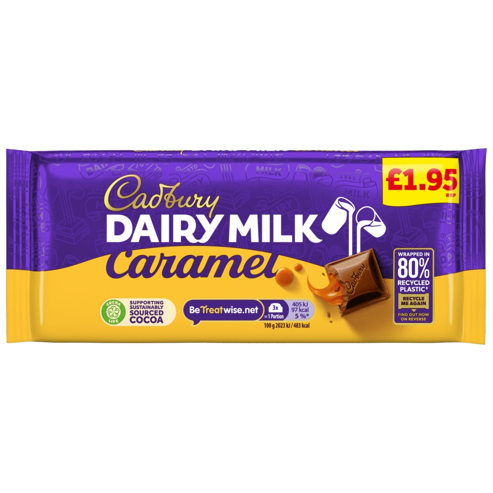 Cadbury Dairy Milk Caramel Chocolate Bar 120g £1.95 PMP – Box of 16