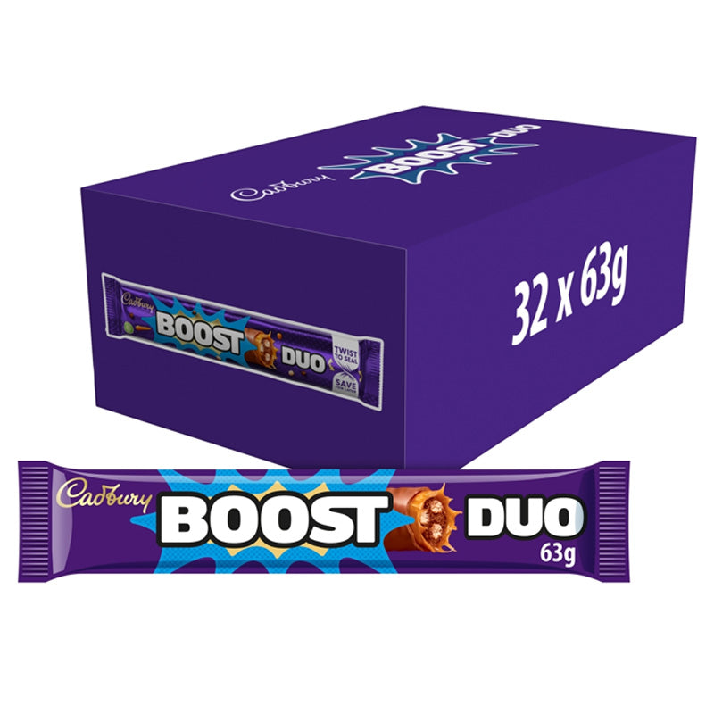 Cadbury Boost Duo Chocolate Bar 63g Caramel Biscuit (16 & 32 Bars)