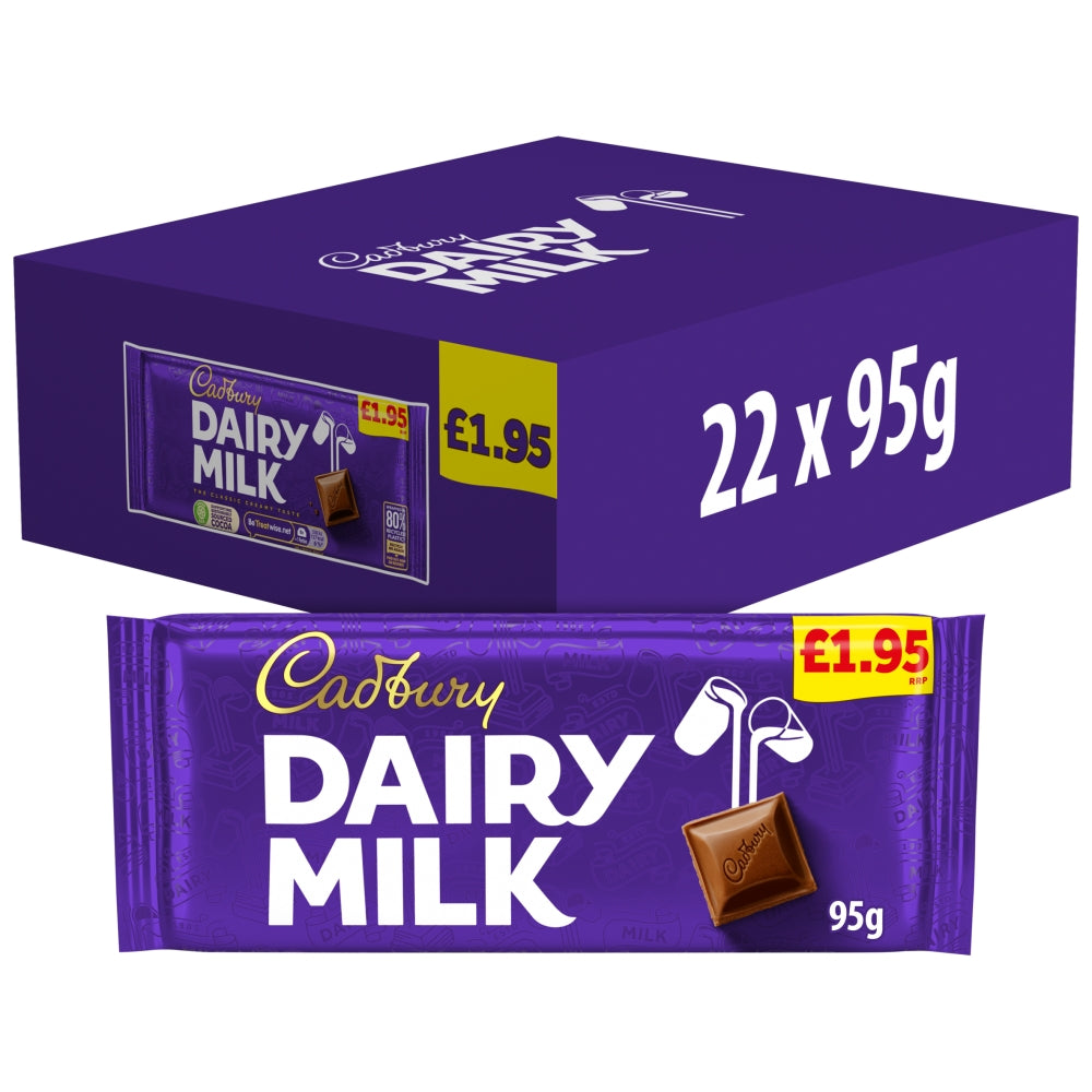 Cadbury Dairy Milk Classic Chocolate Bar 95g £1.95 PMP (12 & 24 Bars)