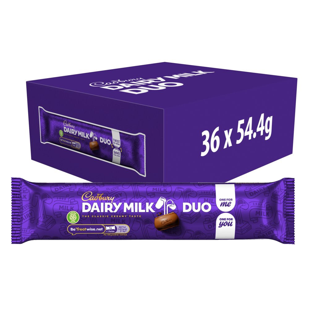 Cadbury Dairy Milk Classic Chocolate Duo 54.4 g (Box of 36)