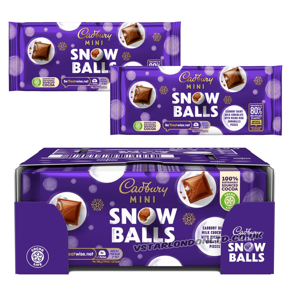 Cadbury Dairy Milk Mini Snow Balls Christmas Chocolate Bar 110g (10 & 20 Bars)