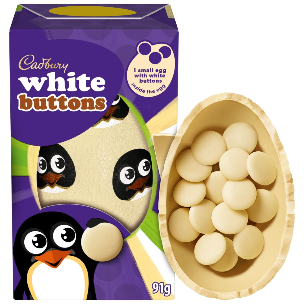 Cadbury White Chocolate Buttons Easter Egg 91g (Box of 12)