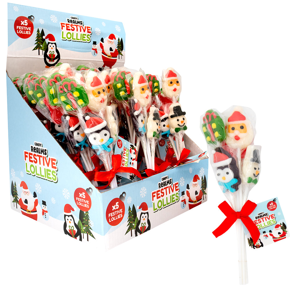 Candy Realms Festive Lollies 5 Pack 50g (18 Multipacks)
