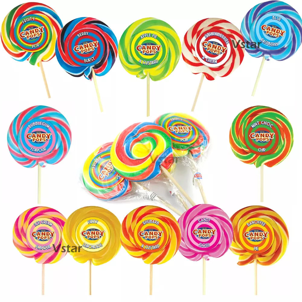 Candy Pops Mixed Large Wheel Individually Wrapped Lollipops Sweets 75g