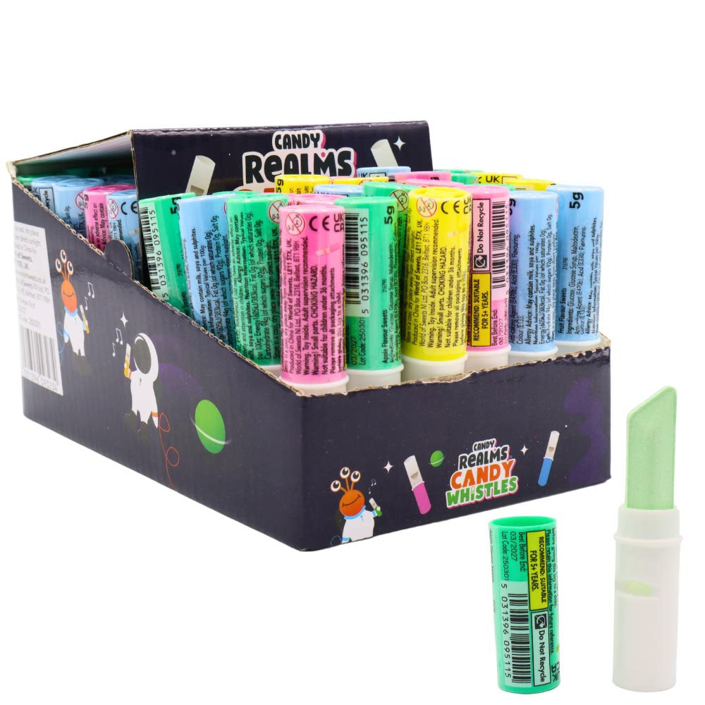 Candy Realms Candy Whistles 5g – 60 Fun Whistle Lollies in a Box