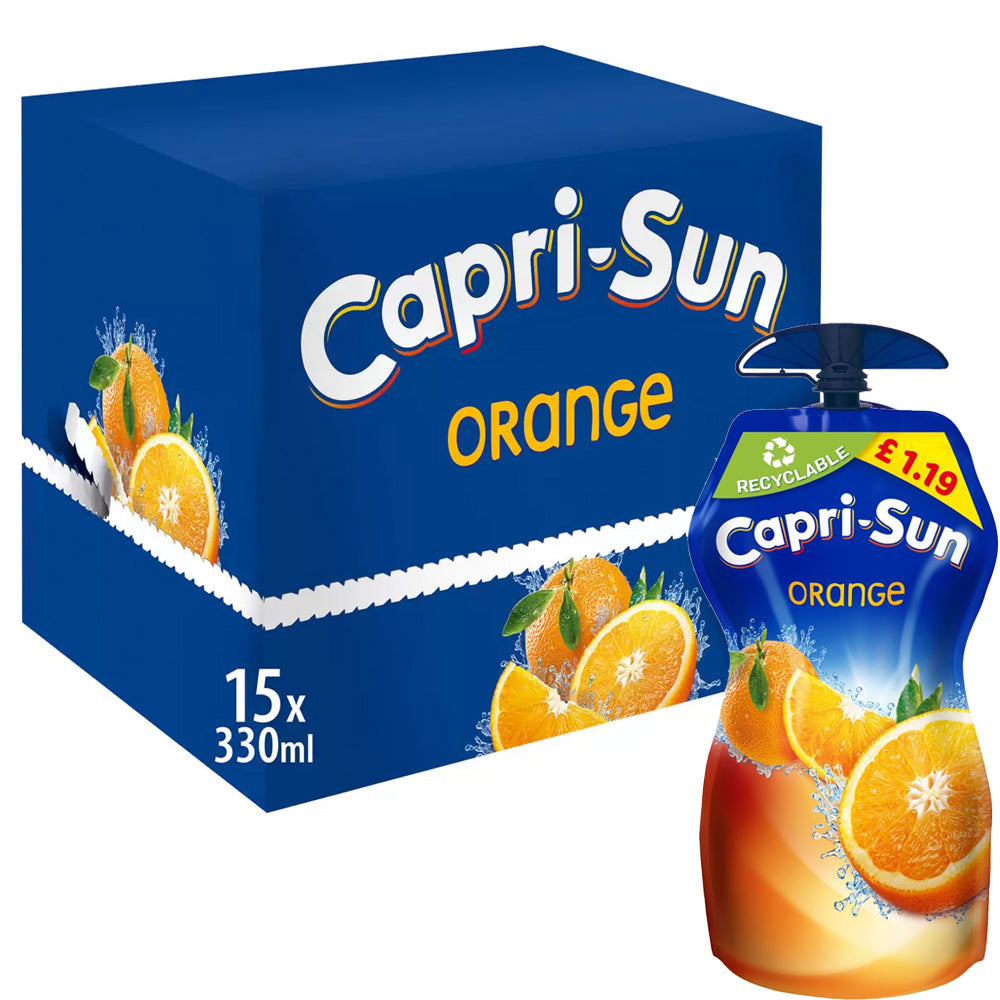 Capri-Sun Orange 330ml (Case of 15) – Refreshing Kids' Juice Drink