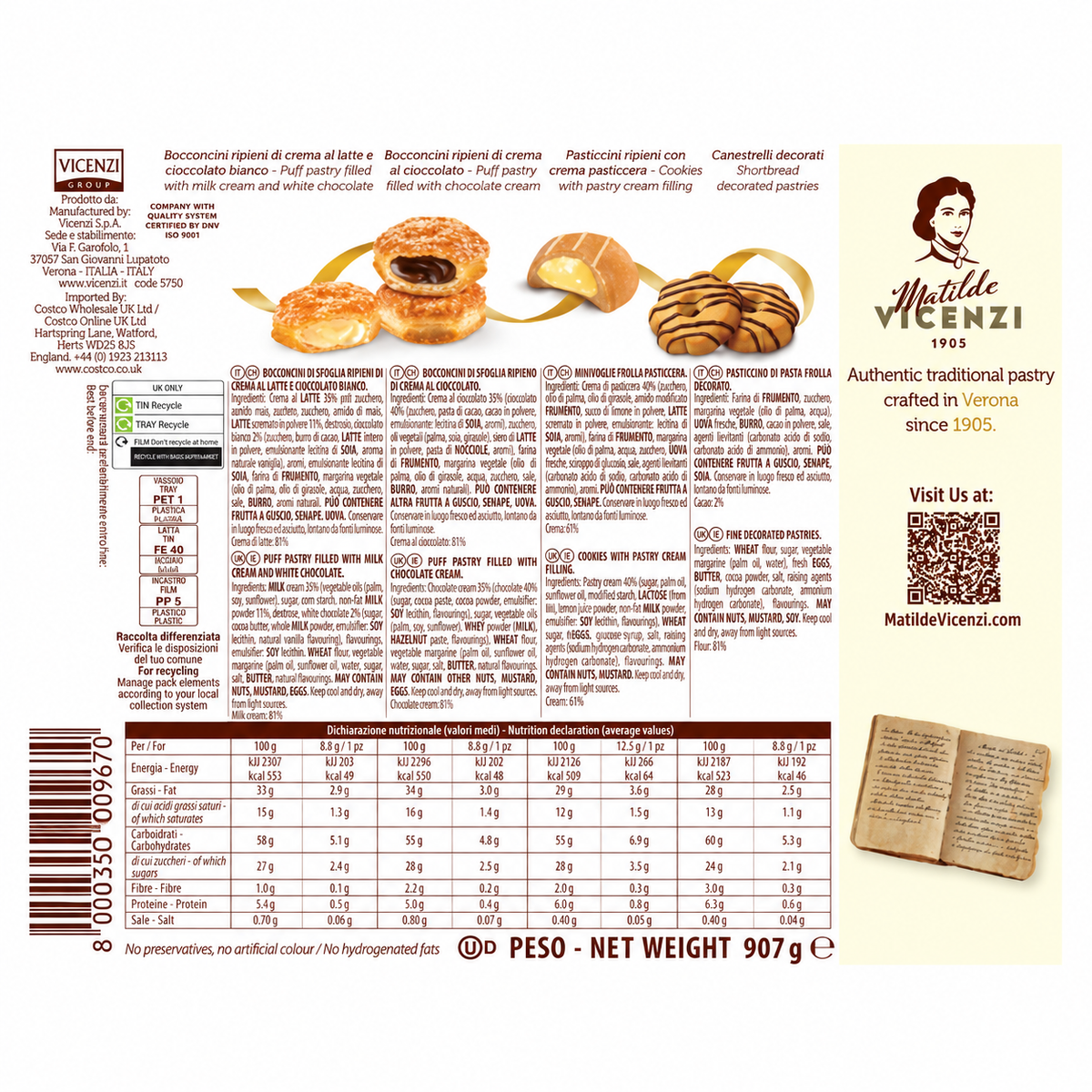 Vicenzi Italian Biscuit Assortment Gift Tin 907g – Assorted Italian Pastries