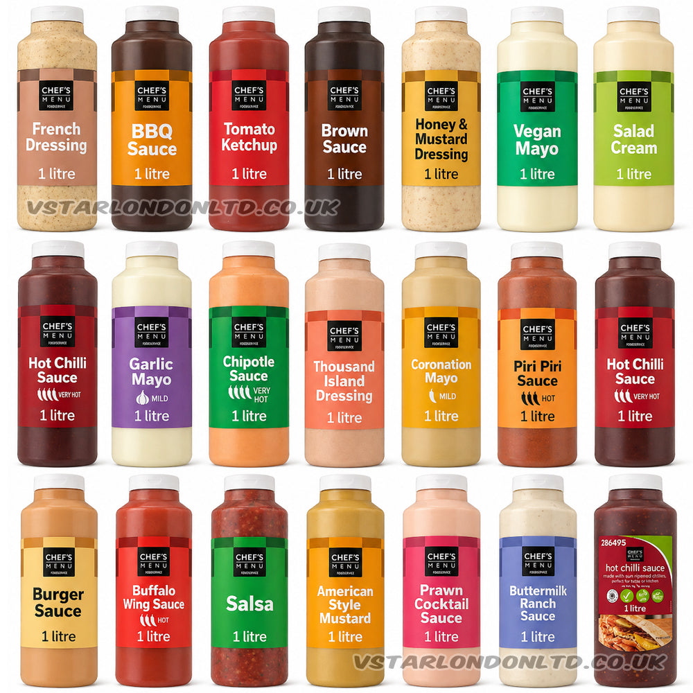 Chef’s Menu 1L Sauce Bottles Variety Pack (2, 4 or 6 Bottles)