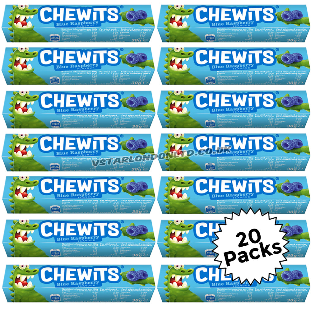 Chewits Blue Raspberry Flavour Stick Pack 30g (20 & 40 Packs)