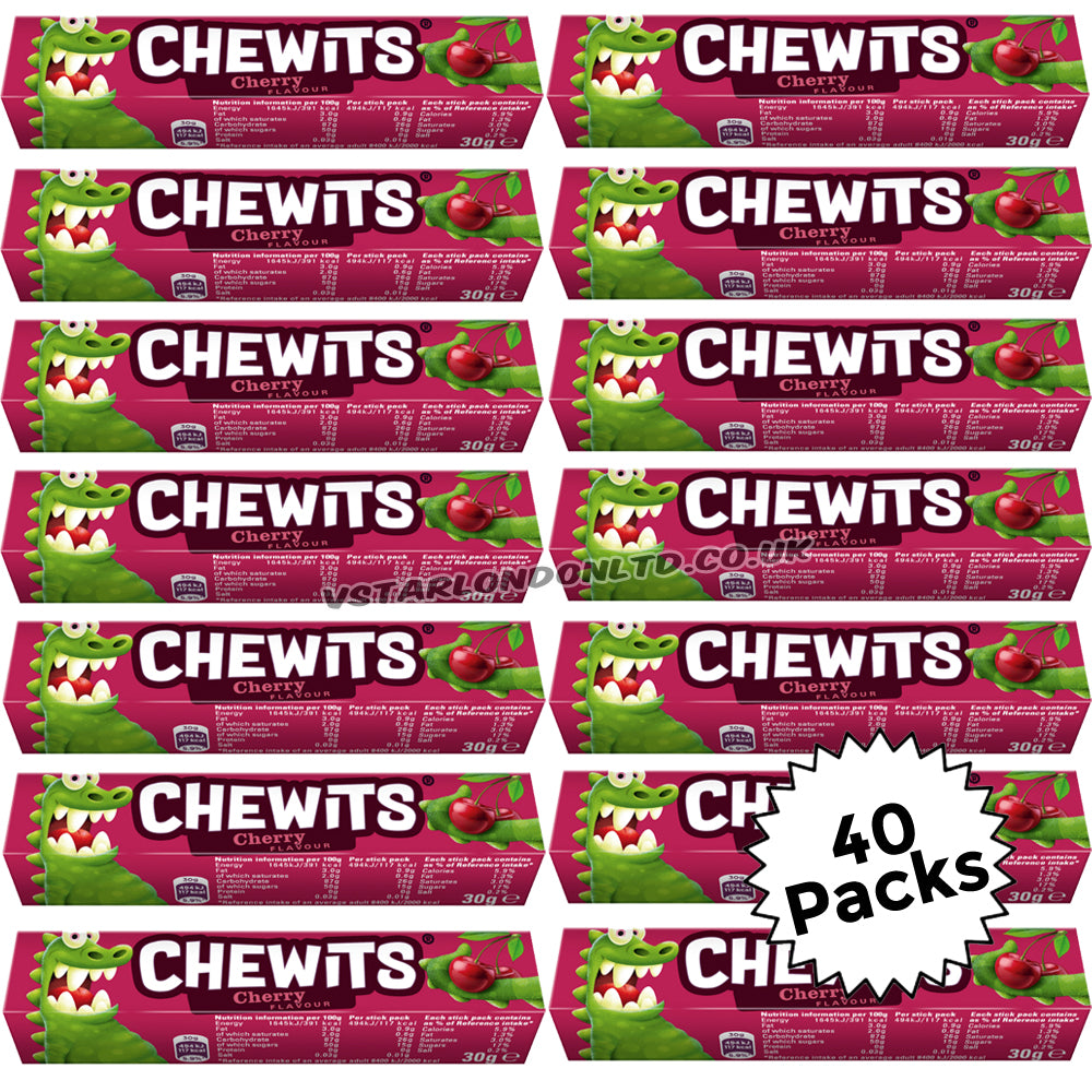Chewits Cherry Flavour Stick Pack 30g (20 & 40 Packs)