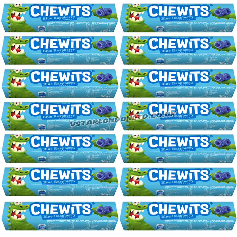 Chewits Blue Raspberry Flavour Stick Pack 30g (20 & 40 Packs)