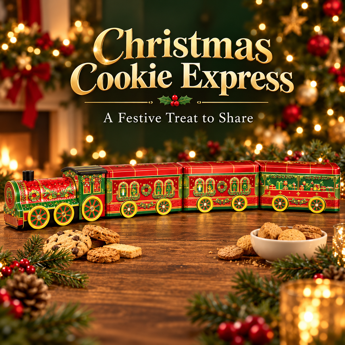 Winter Wonderland Express Train Assorted Biscuit Selection Tin 768g