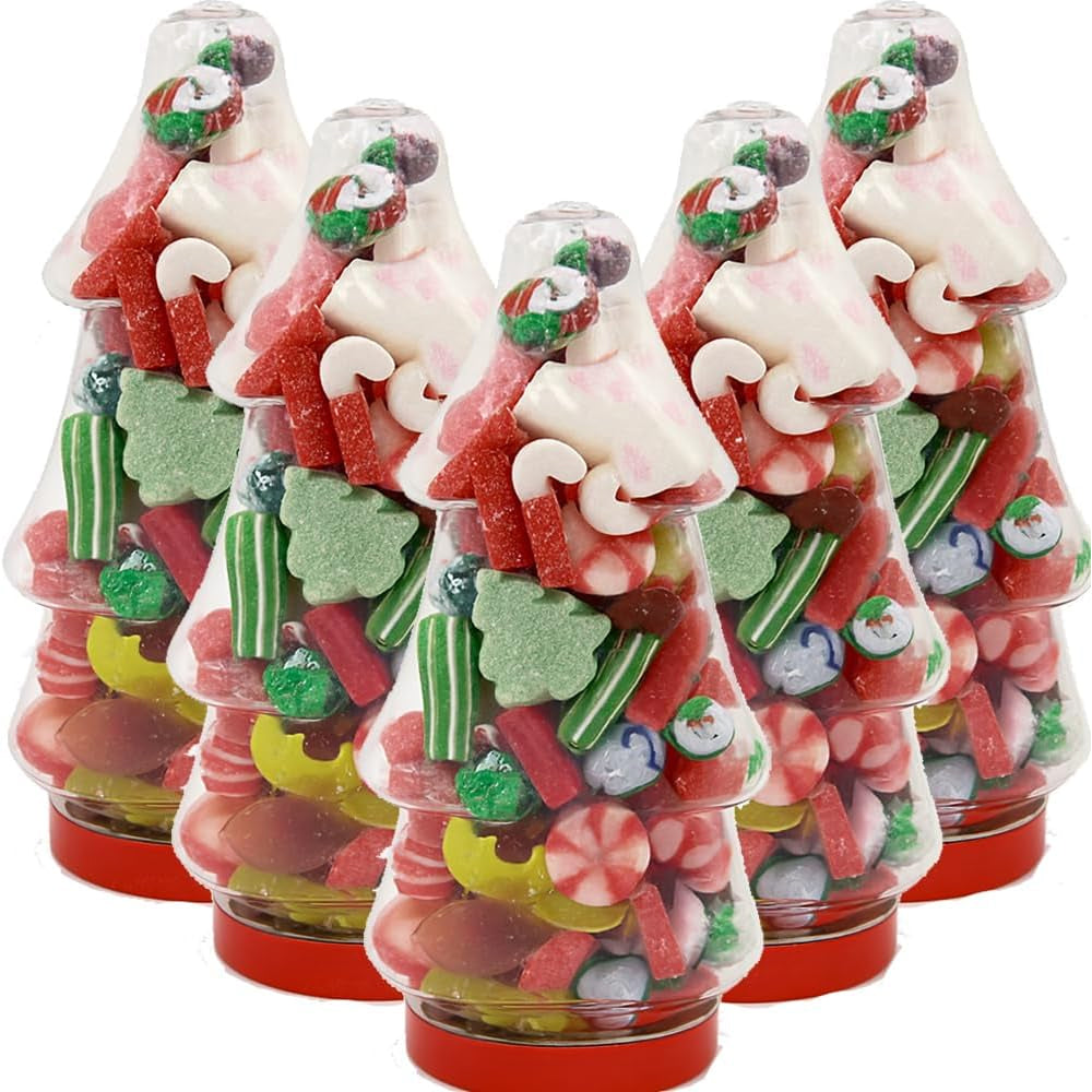 Christmas Random Mixed Sweets with Tree-Shaped Gift Jar 5 x 250g