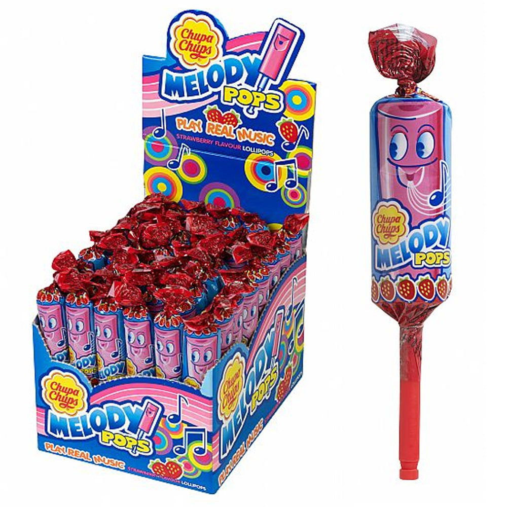 Chupa Chups Melody Pops Strawberry Flavour Lollipops 15g (Box of 48)