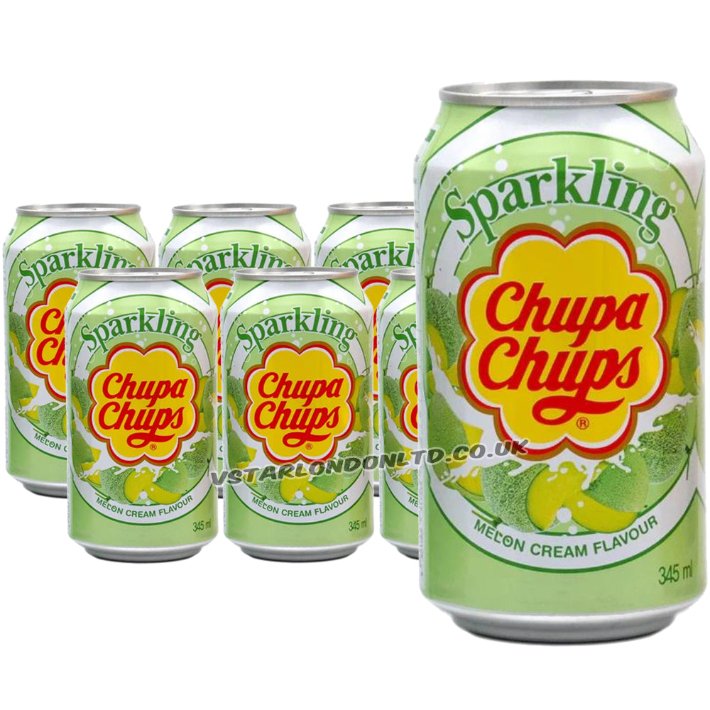 Chupa Chups Sparkling Melon and Cream Soda 345ml (12 & 24 Cans)