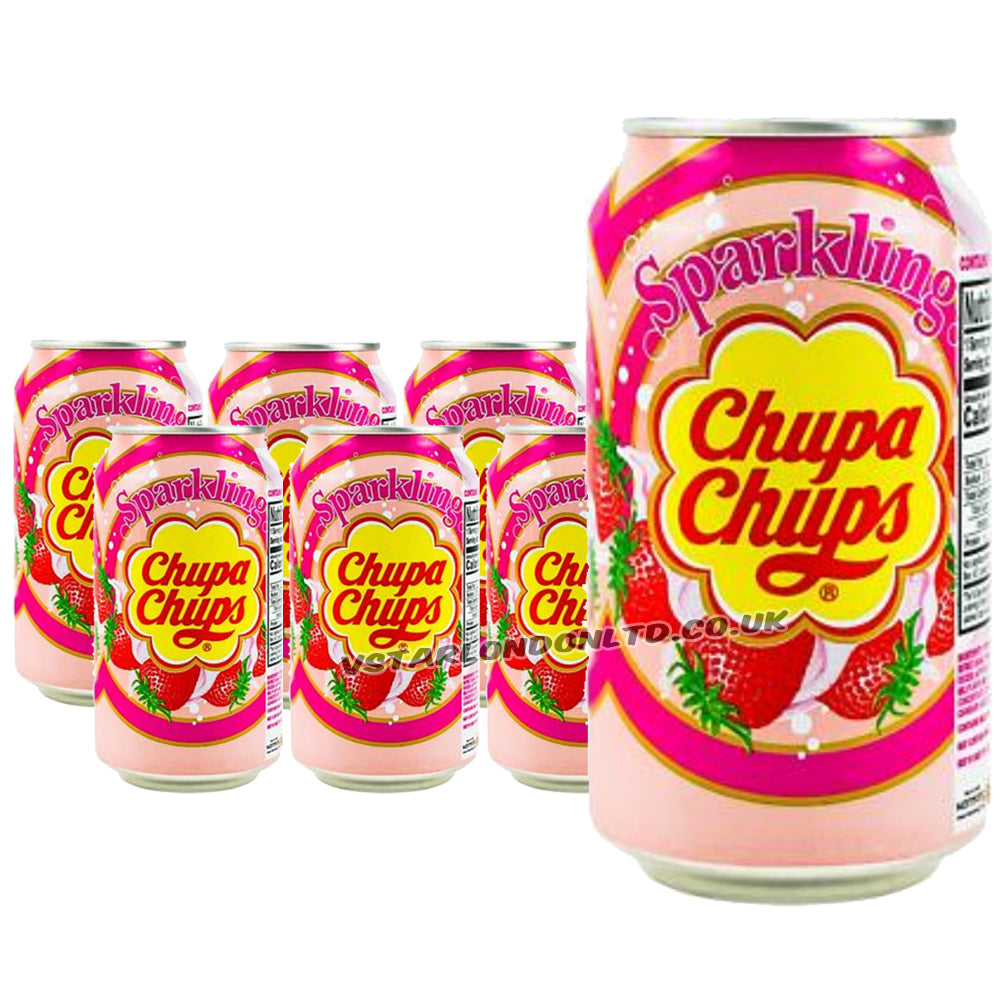 Chupa Chups Sparkling Strawberry & Cream Soda 345ml (12 & 24 Cans)