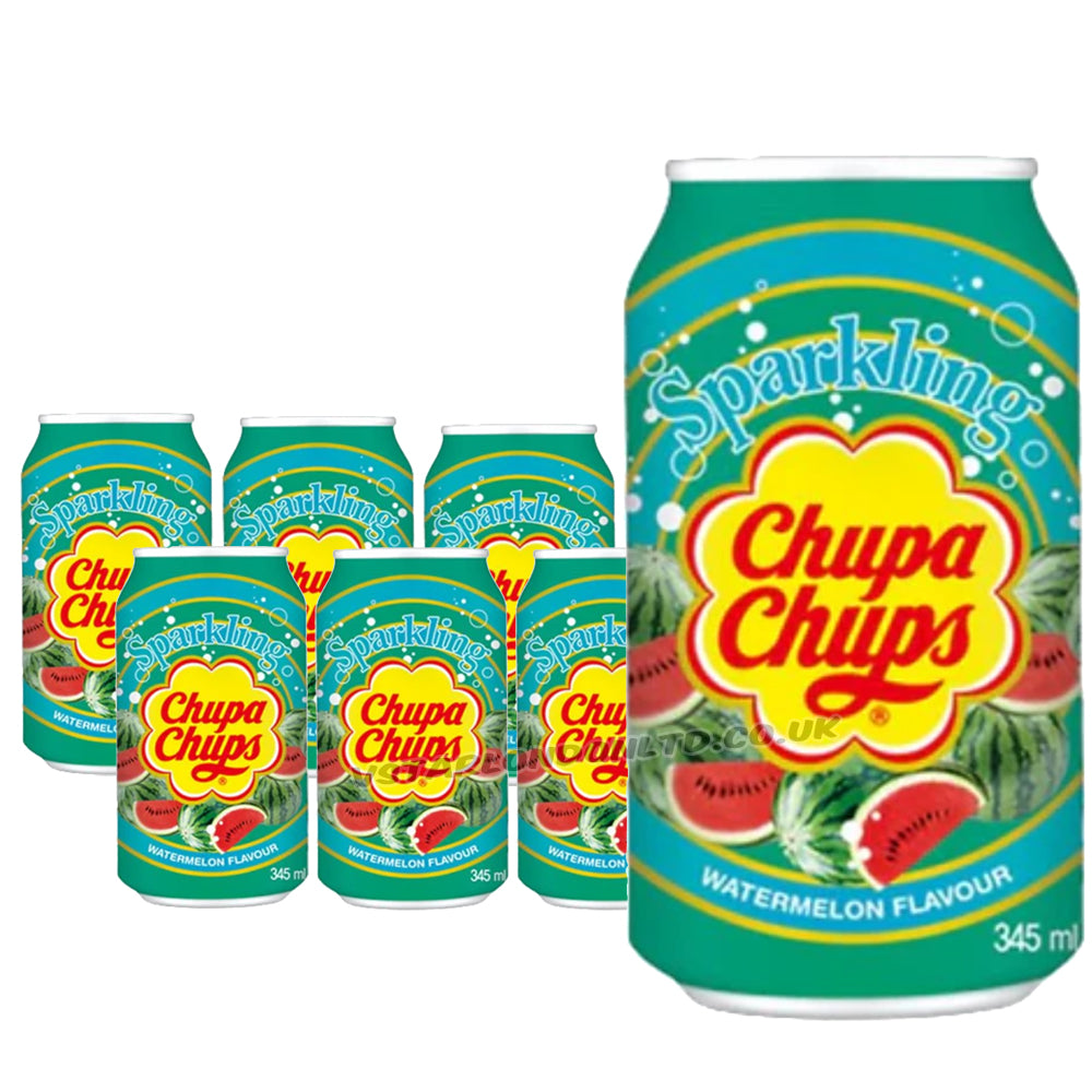 Chupa Chups Sparkling Watermelon Flavour Soda 345ml (12 & 24 Cans)