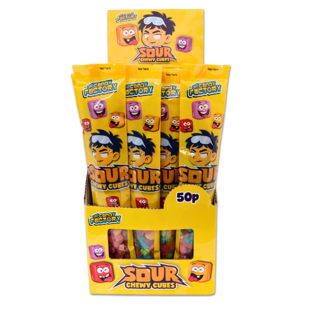 Crazy Candy Factory Sour Chewy Cubes 50g (Pack of 24)