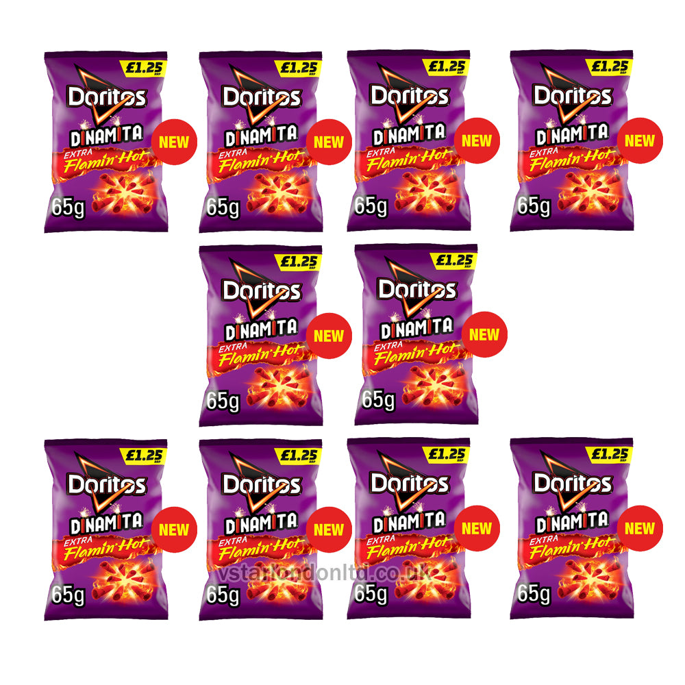 Doritos Dinamita Extra Flamin’ Hot Crisps 65g(Pack of 10 & 20 Bags)