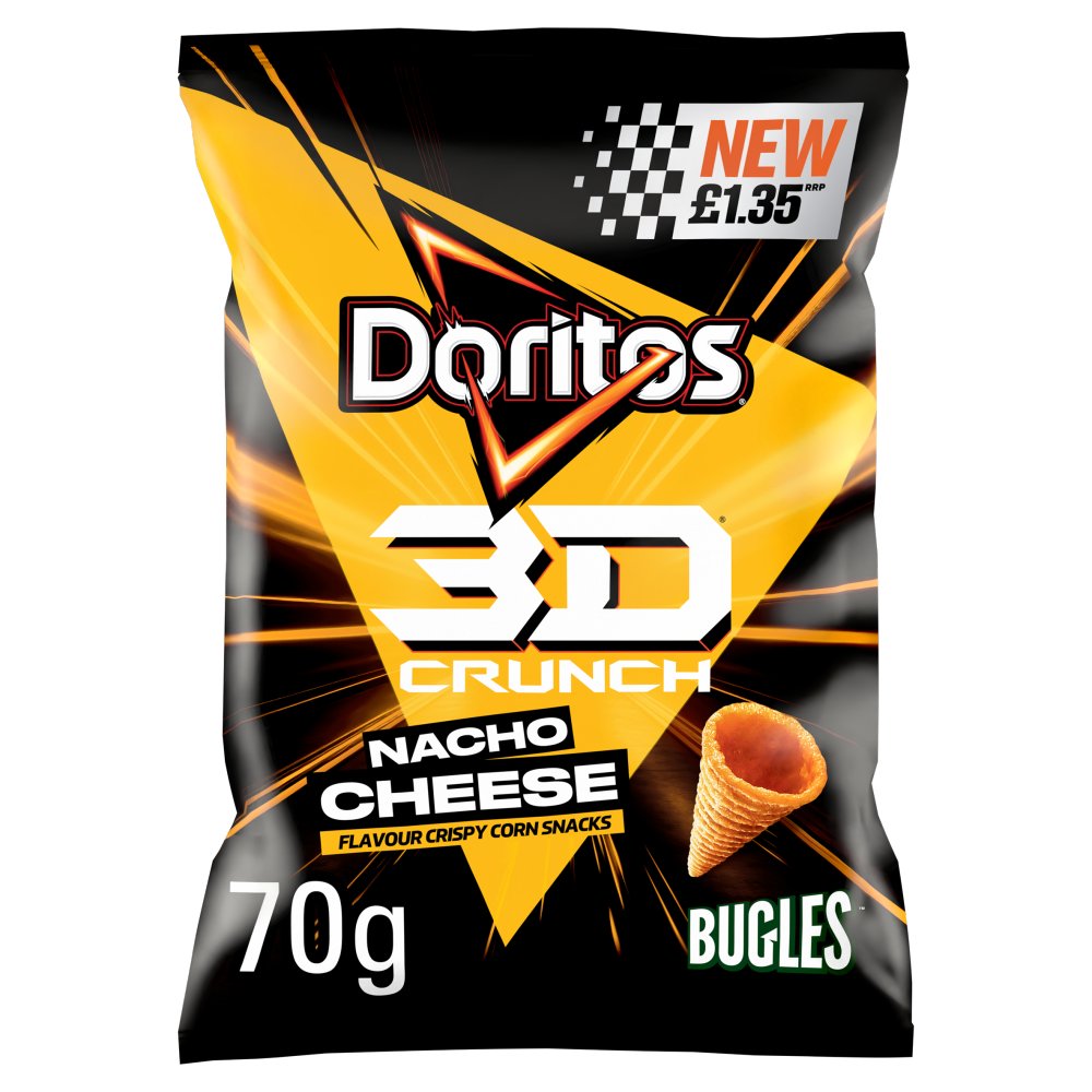 Doritos 3D Crunch Nacho Cheese Crisps 70g PMP (Box of 18)