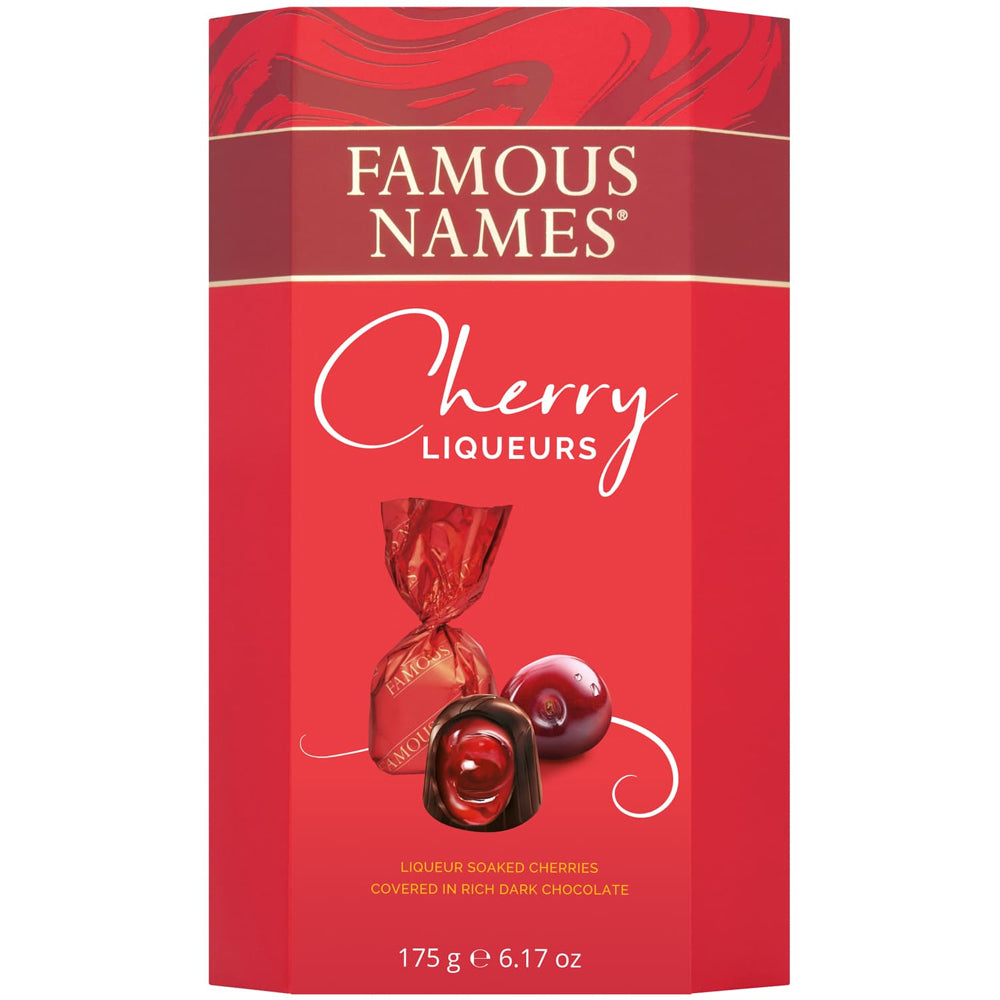 Famous Names Cherry Liqueurs 175g | Dark Chocolate Gift Box