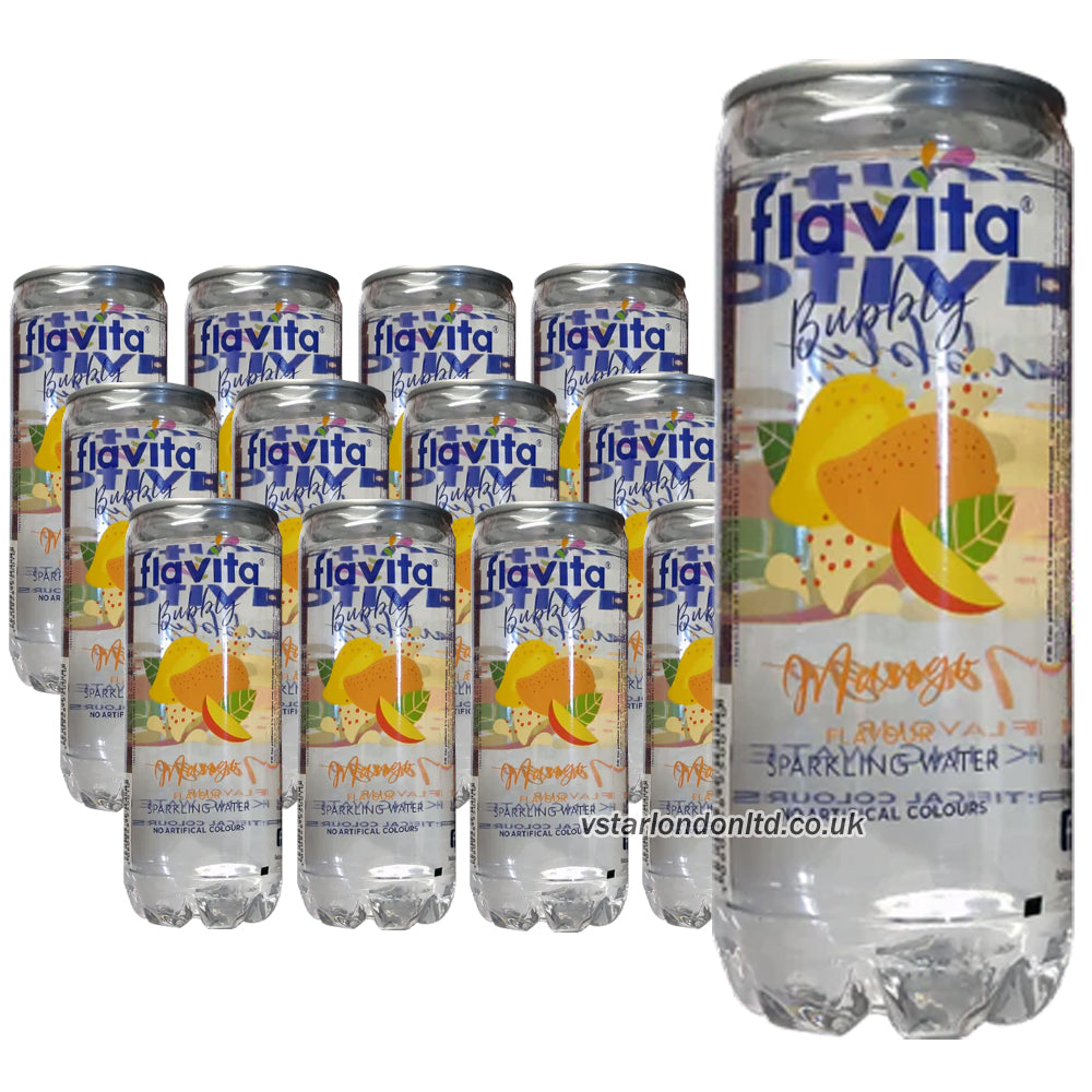 Flavita Sparkling Drink Cans – Mango, Mojito, Strawberry, Lychee (12 & 24 Cans)