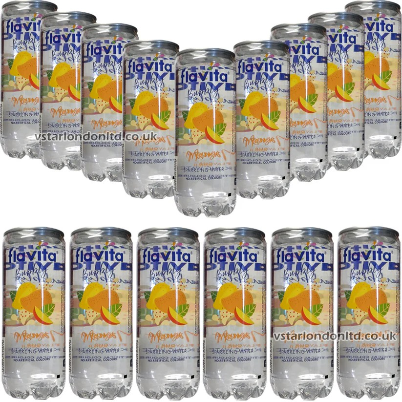 Flavita Sparkling Drink Cans – Mango, Mojito, Strawberry, Lychee (12 & 24 Cans)