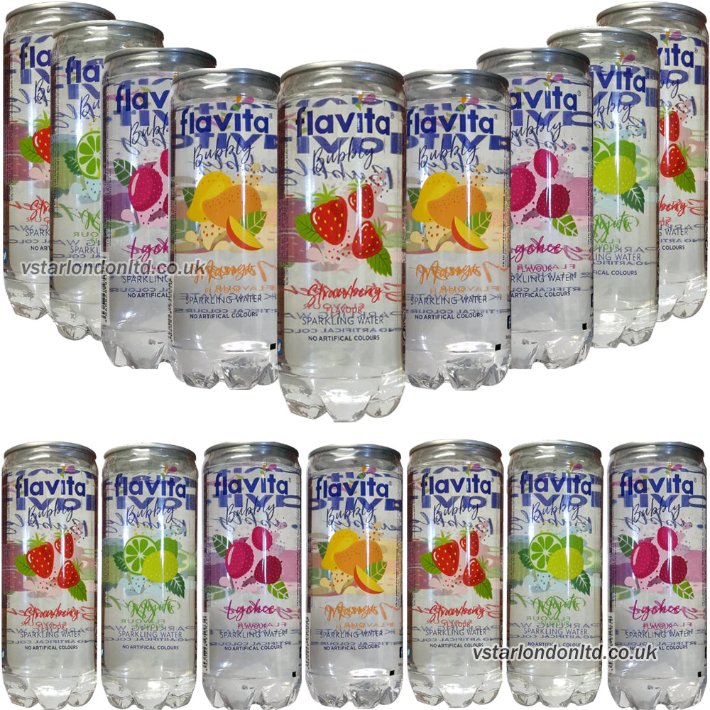 Flavita Sparkling Drink Cans – Mango, Mojito, Strawberry, Lychee (12 & 24 Cans)