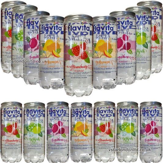 Flavita Sparkling Drink Cans – Mango, Mojito, Strawberry, Lychee (12 & 24 Cans)