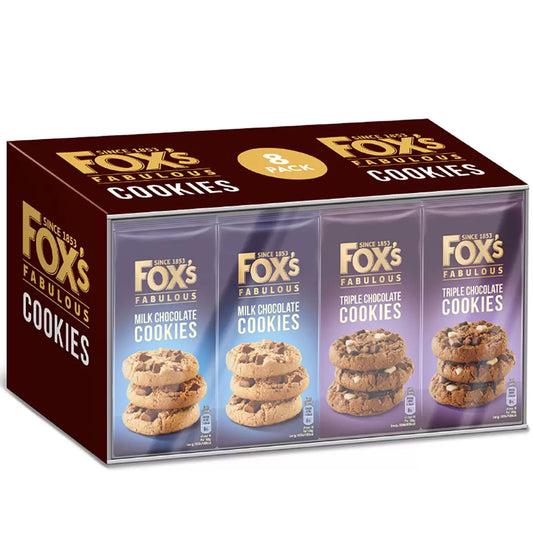 Fox’s Fabulous Cookies Assortment 8 x 180g | Triple & Milk Chocolate